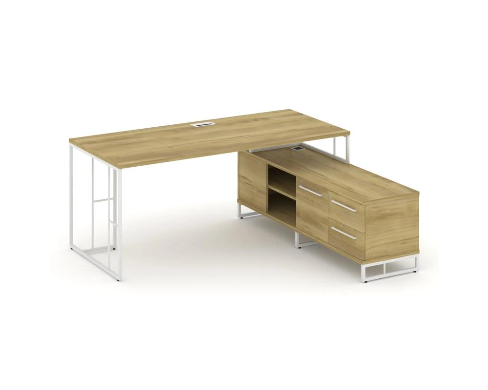 Стол руководителя с опорной тумбой правый 1580x1600x750 Rift Direct