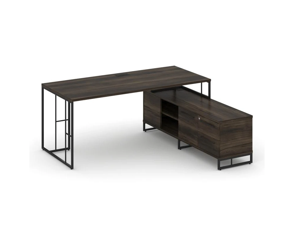 Стол руководителя с опорной тумбой правый 1580x1600x750 Rift Direct