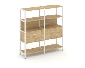 Двухсекционный стеллаж четырехярусный с ящиками 1590х400х1613 Шелф Систем / Shelf System images