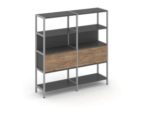 Двухсекционный стеллаж четырехярусный с ящиками 1590х400х1613 Шелф Систем / Shelf System images