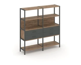 Двухсекционный стеллаж четырехярусный с ящиками 1590х400х1613 Шелф Систем / Shelf System images