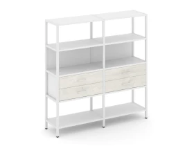 Двухсекционный стеллаж четырехярусный с ящиками 1590х400х1613 Шелф Систем / Shelf System images