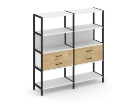 Двухсекционный стеллаж четырехярусный с ящиками 1590х400х1613 Шелф Систем / Shelf System images