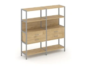 Двухсекционный стеллаж четырехярусный с ящиками 1590х400х1613 Шелф Систем / Shelf System images