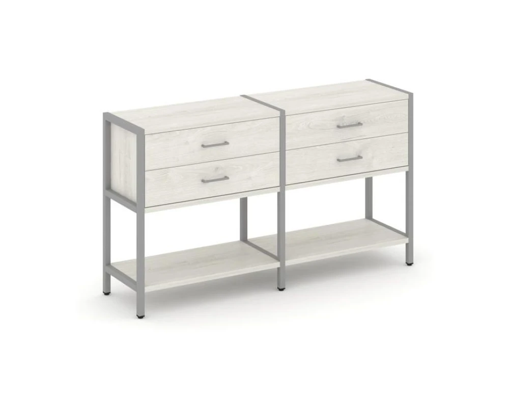 Двухсекционный стеллаж двухярусный с ящиками 1590х400х879 Шелф Систем / Shelf System