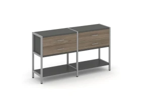 Двухсекционный стеллаж двухярусный с ящиками 1590х400х879 Шелф Систем / Shelf System images