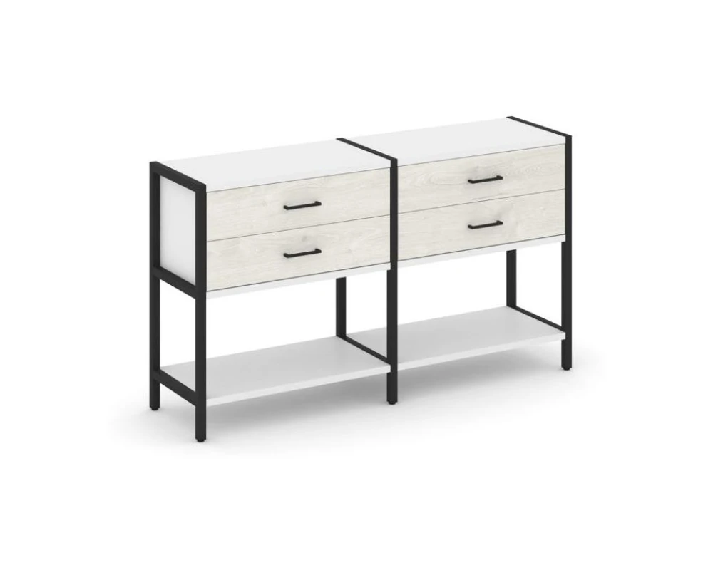 Двухсекционный стеллаж двухярусный с ящиками 1590х400х879 Шелф Систем / Shelf System