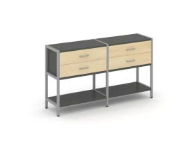 Двухсекционный стеллаж двухярусный с ящиками 1590х400х879 Шелф Систем / Shelf System images