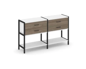 Двухсекционный стеллаж двухярусный с ящиками 1590х400х879 Шелф Систем / Shelf System images