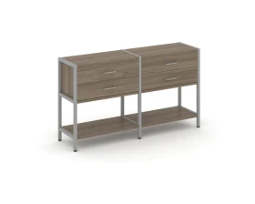 Двухсекционный стеллаж двухярусный с ящиками 1590х400х879 Шелф Систем / Shelf System images