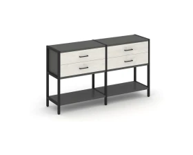 Двухсекционный стеллаж двухярусный с ящиками 1590х400х879 Шелф Систем / Shelf System images