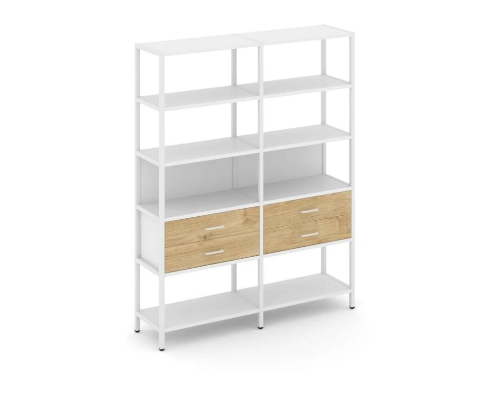 Двухсекционный стеллаж пятиярусный с ящиками 1590х400х1980 Шелф Систем / Shelf System