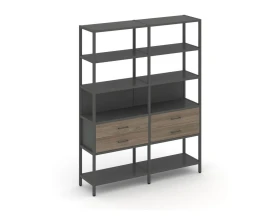 Двухсекционный стеллаж пятиярусный с ящиками 1590х400х1980 Шелф Систем / Shelf System images