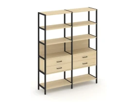 Двухсекционный стеллаж пятиярусный с ящиками 1590х400х1980 Шелф Систем / Shelf System images