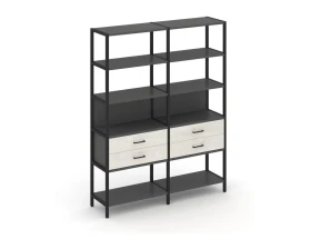 Двухсекционный стеллаж пятиярусный с ящиками 1590х400х1980 Шелф Систем / Shelf System images