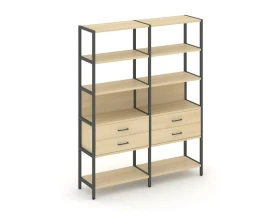 Двухсекционный стеллаж пятиярусный с ящиками 1590х400х1980 Шелф Систем / Shelf System images