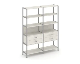 Двухсекционный стеллаж пятиярусный с ящиками 1590х400х1980 Шелф Систем / Shelf System images