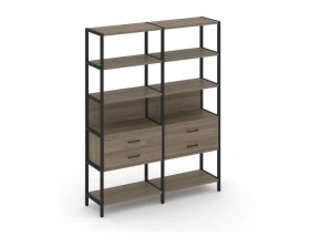 Двухсекционный стеллаж пятиярусный с ящиками 1590х400х1980 Шелф Систем / Shelf System images