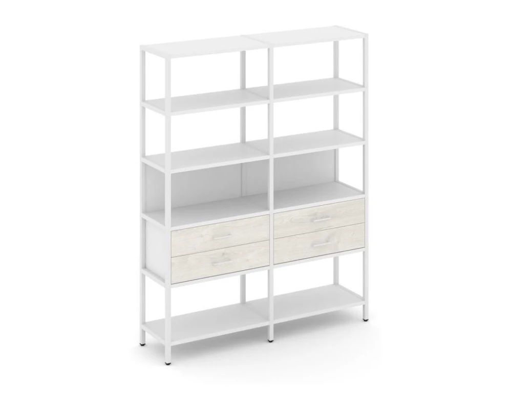 Двухсекционный стеллаж пятиярусный с ящиками 1590х400х1980 Шелф Систем / Shelf System