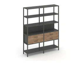 Двухсекционный стеллаж пятиярусный с ящиками 1590х400х1980 Шелф Систем / Shelf System images