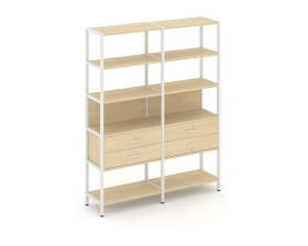 Двухсекционный стеллаж пятиярусный с ящиками 1590х400х1980 Шелф Систем / Shelf System images