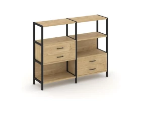 Двухсекционный стеллаж трехярусный с ящиками на двух ярусах 1590х400х1246 Shelf System images