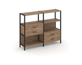 Двухсекционный стеллаж трехярусный с ящиками на двух ярусах 1590х400х1246 Shelf System images
