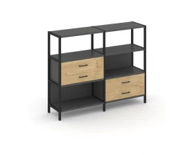 Двухсекционный стеллаж трехярусный с ящиками на двух ярусах 1590х400х1246 Shelf System images