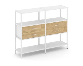 Двухсекционный стеллаж трехярусный с ящиками на одном ярусе 1590х400х1246 Шелф Систем / Shelf System images
