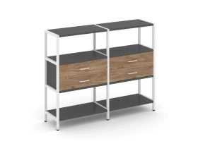 Двухсекционный стеллаж трехярусный с ящиками на одном ярусе 1590х400х1246 Шелф Систем / Shelf System images