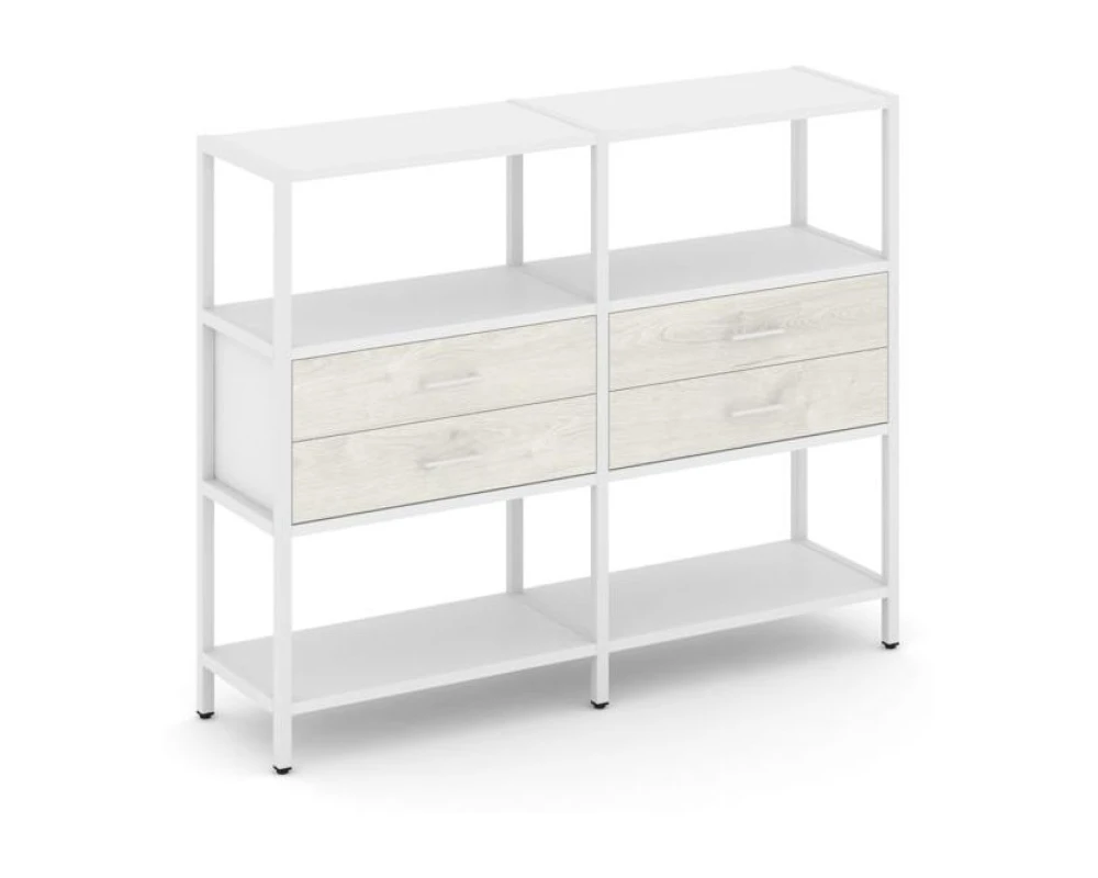 Двухсекционный стеллаж трехярусный с ящиками на одном ярусе 1590х400х1246 Шелф Систем / Shelf System