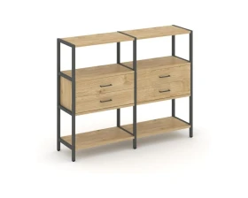 Двухсекционный стеллаж трехярусный с ящиками на одном ярусе 1590х400х1246 Шелф Систем / Shelf System images