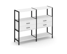 Двухсекционный стеллаж трехярусный с ящиками на одном ярусе 1590х400х1246 Шелф Систем / Shelf System images