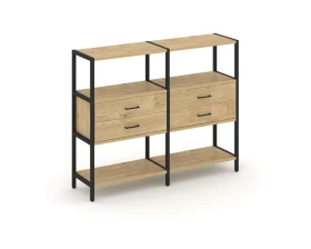 Двухсекционный стеллаж трехярусный с ящиками на одном ярусе 1590х400х1246 Шелф Систем / Shelf System images