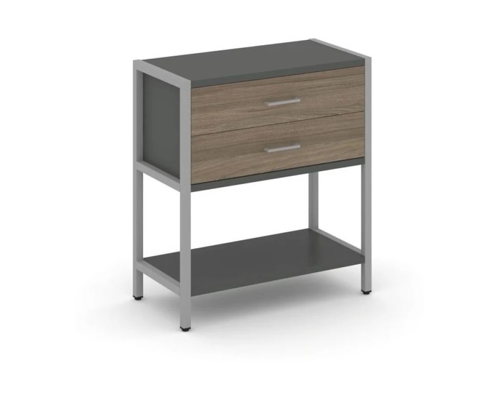 Односекционный стеллаж двухярусный с ящиками 810х400х879 Шелф Систем / Shelf System