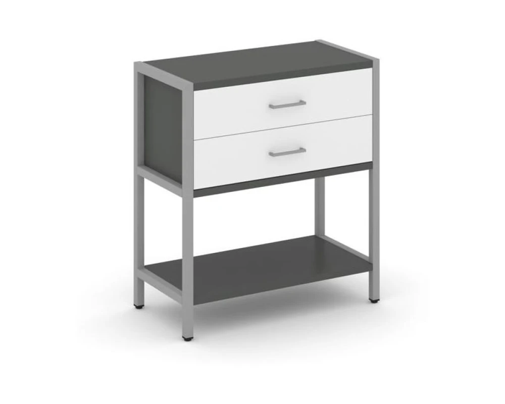 Односекционный стеллаж двухярусный с ящиками 810х400х879 Шелф Систем / Shelf System