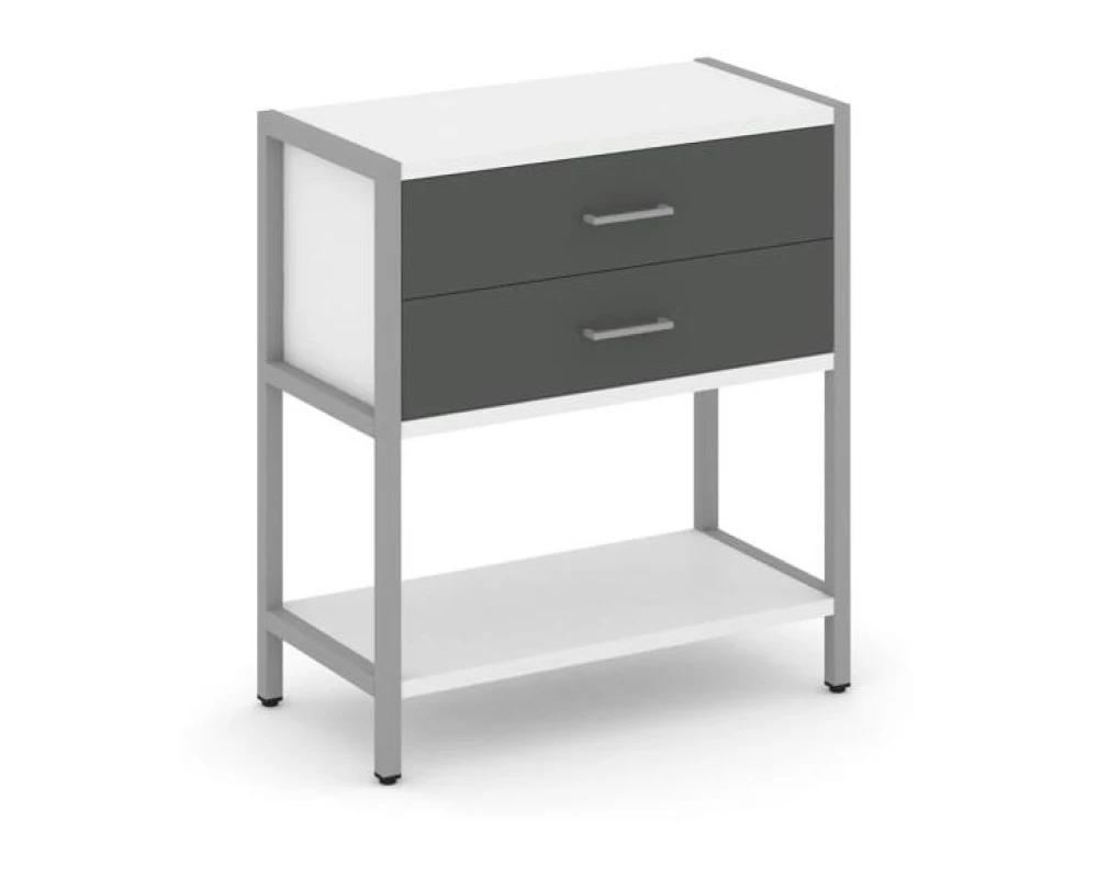 Односекционный стеллаж двухярусный с ящиками 810х400х879 Шелф Систем / Shelf System