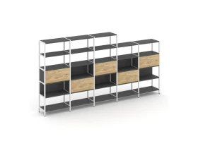 Пятисекционный стеллаж пятиярусный с ящиками 3930х400х1980 Шелф Систем / Shelf System images