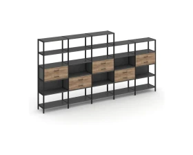 Пятисекционный стеллаж пятиярусный с ящиками 3930х400х1980 Шелф Систем / Shelf System images