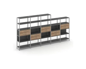 Пятисекционный стеллаж пятиярусный с ящиками 3930х400х1980 Шелф Систем / Shelf System images