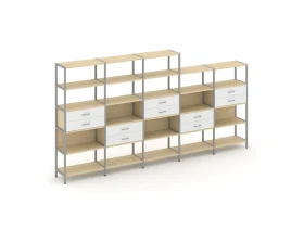 Пятисекционный стеллаж пятиярусный с ящиками 3930х400х1980 Шелф Систем / Shelf System images