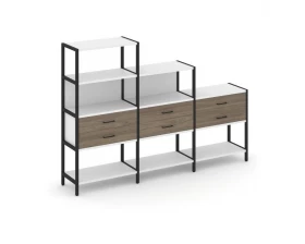 Трехсекционный стеллаж четырех/трех/двухярусный с ящиками 2730х400х1613 Shelf System images