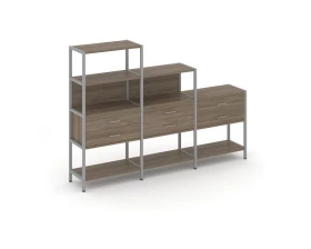 Трехсекционный стеллаж четырех/трех/двухярусный с ящиками 2730х400х1613 Shelf System images