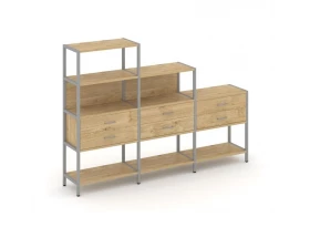 Трехсекционный стеллаж четырех/трех/двухярусный с ящиками 2730х400х1613 Shelf System images