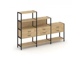 Трехсекционный стеллаж четырех/трех/двухярусный с ящиками 2730х400х1613 Shelf System images