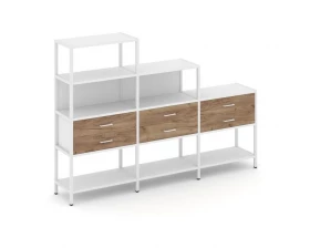 Трехсекционный стеллаж четырех/трех/двухярусный с ящиками 2730х400х1613 Shelf System images