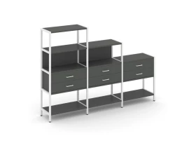 Трехсекционный стеллаж четырех/трех/двухярусный с ящиками 2730х400х1613 Shelf System images