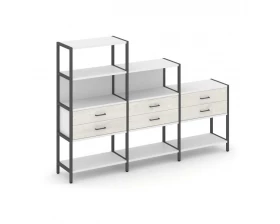 Трехсекционный стеллаж четырех/трех/двухярусный с ящиками 2730х400х1613 Shelf System images