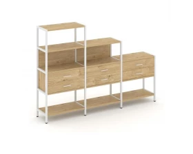 Трехсекционный стеллаж четырех/трех/двухярусный с ящиками 2730х400х1613 Shelf System images