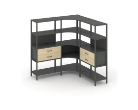 Трехсекционный угловой стеллаж четырехярусный с ящиками 1590х1590х1613 Шелф Систем / Shelf System images